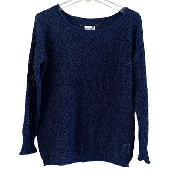 L.A. Hearts Sweater Blue Open Weave Navy Size M/L Long Sleeves Crew Neck - Picture 1 of 14